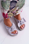 Women's Flip Flops With Cocards Thick Sole Grey Milady