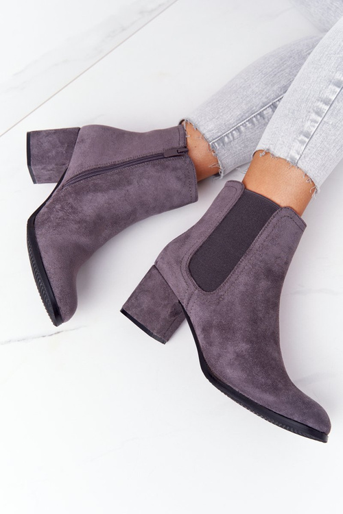 Women's Insulated Chelsea Boots On A Block Heel Grey Juliette