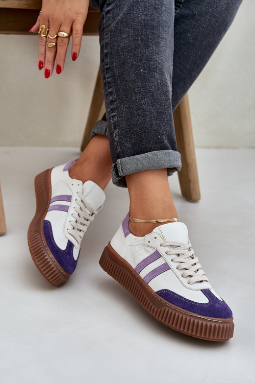 Damskie Sneakersy Skórzane Platforma Białe Zazoo N1068S6