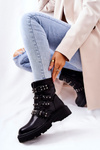 Strapless Worker Boots with studs Black Brenna