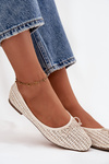 Ballet Flats With Weaving And Bow Ecru Belirra