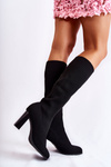 Fashionable Ribbed Heel Boots Black Carros