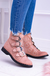 Lu Boo Pink Virginia Rock Star Boots Rivet Buckles Suede