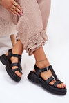 Ladies Eco Leather Sandals With Buckles Black Jeneliena