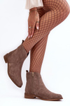 Women's Suede Boots with Zip Dark Beige Nicole 2829