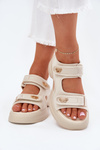 Women's sandals with golden details beige Luvira