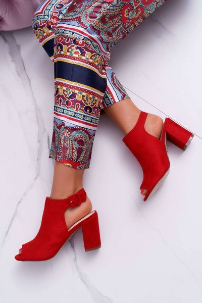 Women's Stiletto Sandals with Peep Toe Red Esta