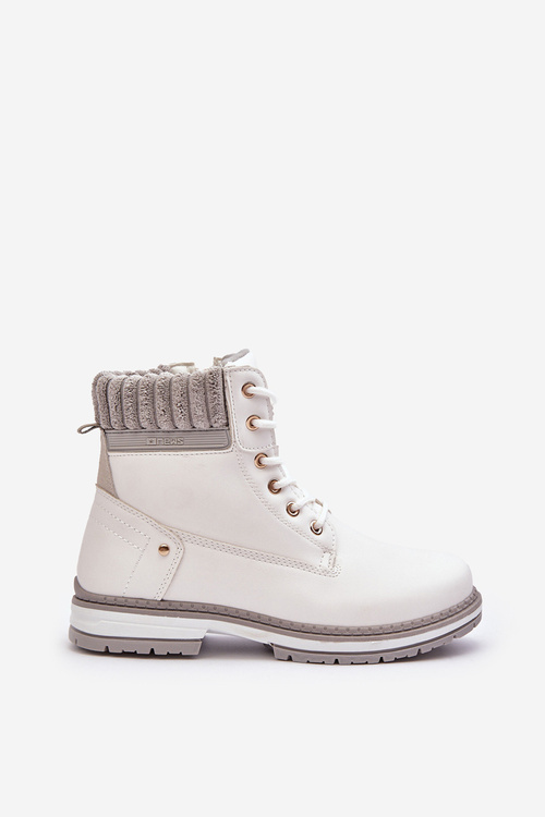 Trapery Damskie Skóra Ocieplane Białe Katalis 23BT26-6510