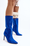Women's Blue Knee-High Stiletto Boots Odetteia