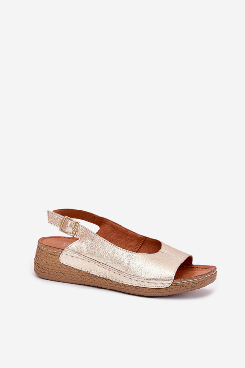 Women's leather wedge sandals Maciejka L7069 Gold