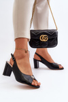 Sandały Eleganckie Damskie Obcas Słupek Czarne Trasea 24SD98-6985
