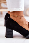 Suede Snakeskin Pumps Black Diana