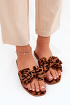 Flat Women's Slippers With Bow Leopard Brown Tobin