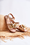 Children's Sandals With Velcro Gold Layra 