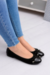 Mobi Black Suede Ballerinas With Bowtie