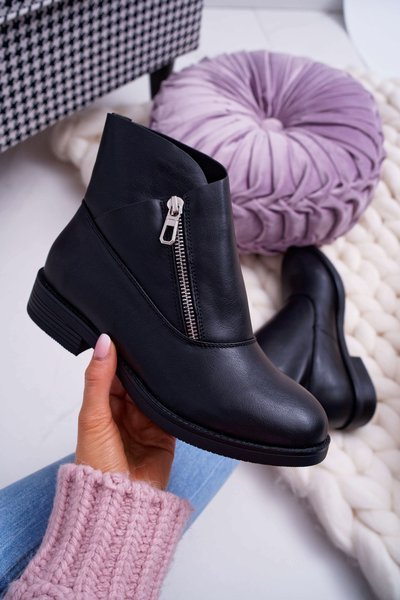 Women's Zippered Boots Black Juno