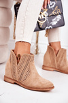 Openwork Boots On A Wedge Beige Melanie