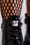 Women's Lacquered Boots Lace-up Workers Black Conny
