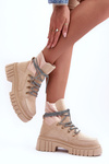 Women's Suede Lace-up Boots Beige Acorn