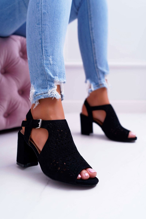 Women's Stiletto Sandals Peep Toe Black Olenia