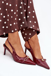Lacquered Stiletto Heels With Gold Buckle Bordeaux Vivae