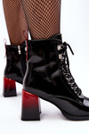 Ladies Glossy Lace-up Boots on Heel D&A MR870-06 Black