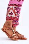 Suede Flat Sandals With Stones Orange Dallas