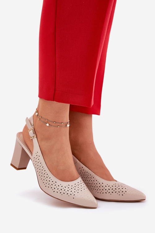 Cutout Sandals With Pointed Toes On A Heel Beige Sergio Leone SK163