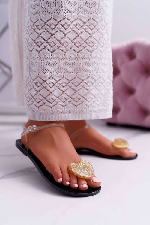 Women's Flat Rubber Heart Sandals Gold Imanda