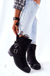 Suede Booties with Buckles Black Renisse