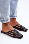Women's Leather Mules with Straps Black Doralia