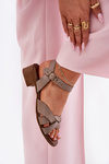 Leather Sandals On A Delicate Heel Beige Zazoo 40372