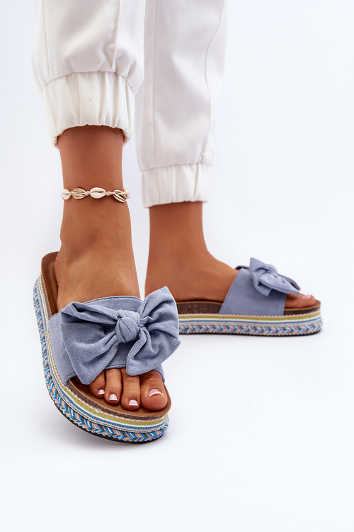Women's Platform Sandals with Bow Blue Evatria