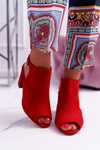 Women's Stiletto Sandals with Peep Toe Red Esta