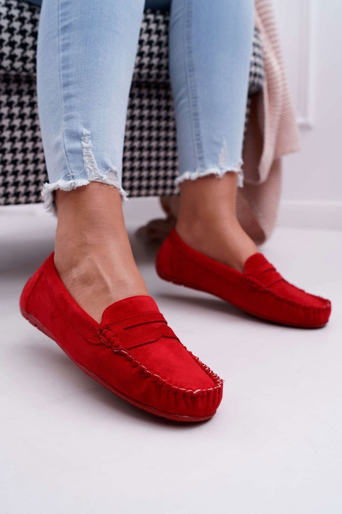 Women's Mocassins Red Suede Bolero