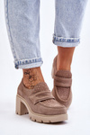 Arabell Suede Chunky Heel And Platform Shoes Dark Beige