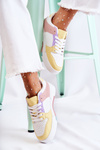 Women's Sport Leather Shoes White and yellow Francis