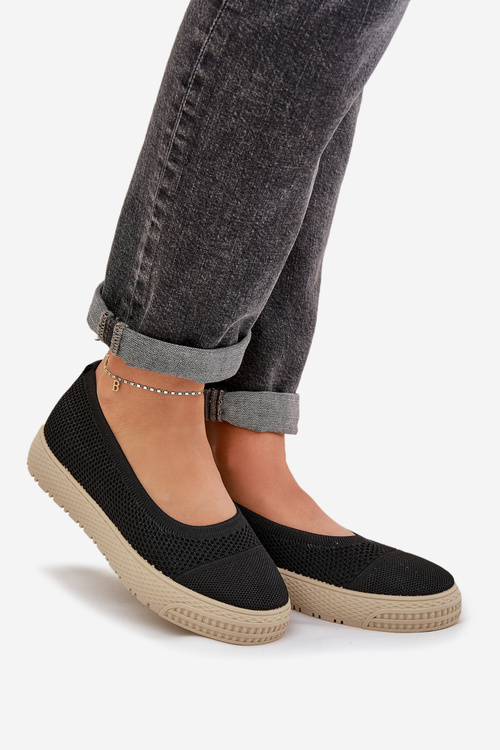 Tenisówki Damskie Slip-on Na Platformie Czarne Pimadea
