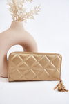 Large Quilted Wallet With Stripe Gold Jeffrey