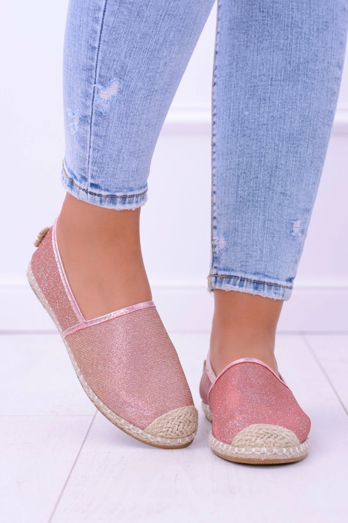 Lu Boo Rose Gold Brocade Espadrilles
