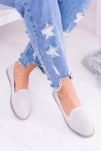 Women's Openwork Grey Ballerinas Eparo