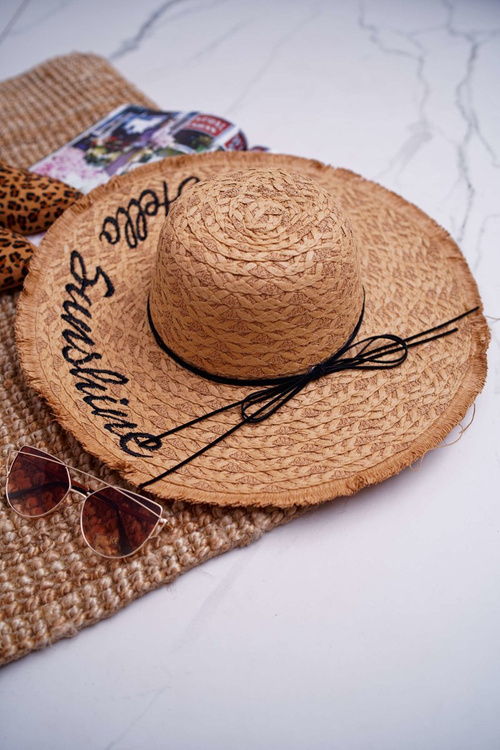 Braided Hat BRUNO ROSSI Hello Sunshine Camel