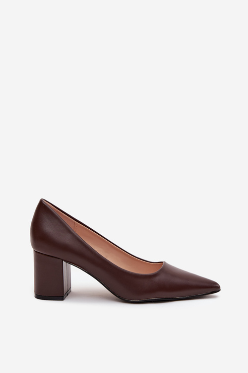 Chunky Heel Shoes With Pointed Toes Chocolate Ryvessa