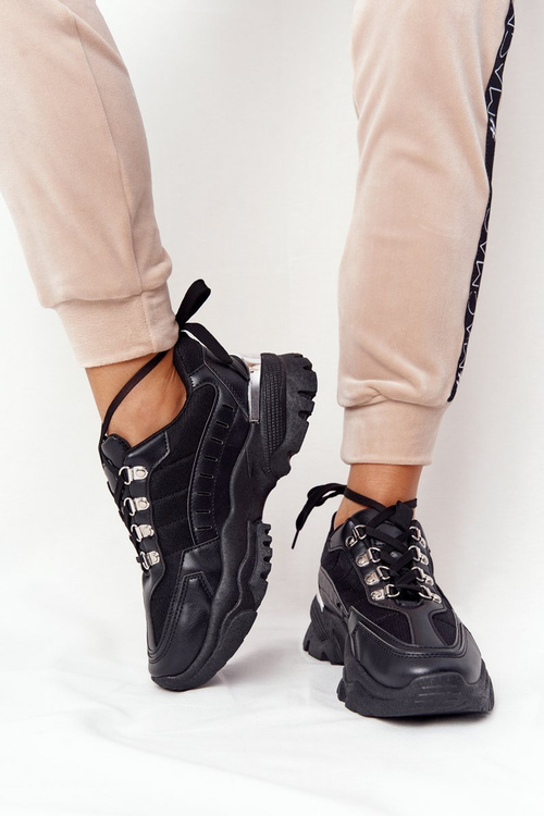 Women's Sneakers On A Chunky Sole Black Good Mood