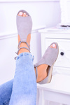 Grey Suede Sandals on Light Platform Espanoso