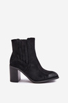 Warm Women's Ankle Boots on Heel Eco Suede Black Gudra