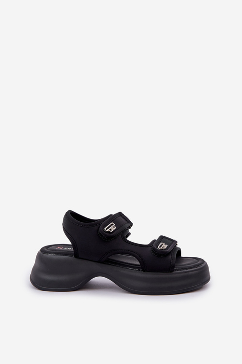 Fabric Lightweight Platform Sandals Black Deniffia