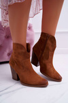 Women's Heeled Boots Leather Suede Cognac Nicole 2433