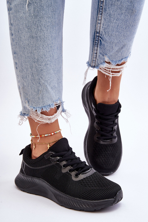 Sportowe Buty Klasyczne Damskie Sznurowane Czarne Darla 568-6