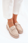 Women's Moccasins Decorated with Rhinestones Beige Patina